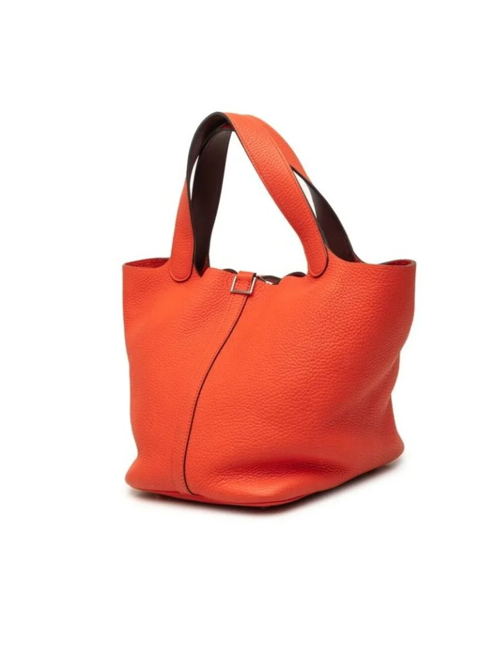 Hermes Picotin Lock Touch MM Handbag Red Orange Silver Taurillon Clemence Swift